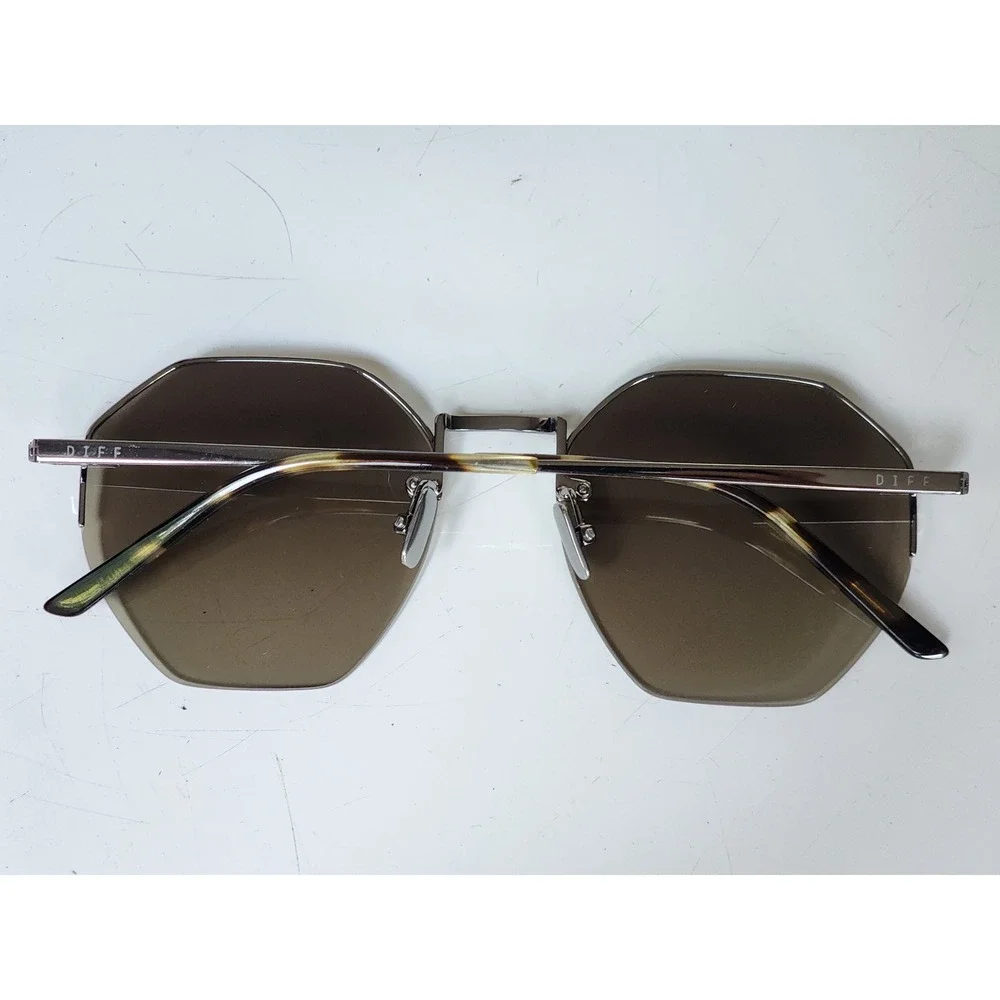 DIFF‎ Eyewear Nova Sunglasses Gunmetal Geometric Rimless Heptagon GM-BG44P New